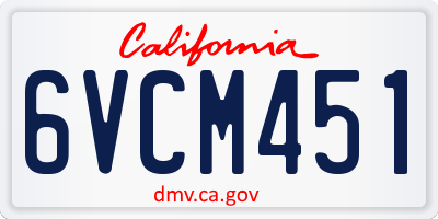 CA license plate 6VCM451