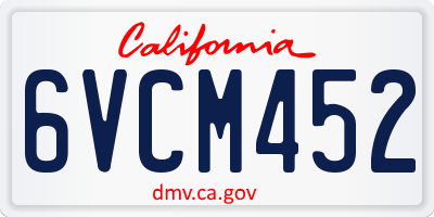 CA license plate 6VCM452