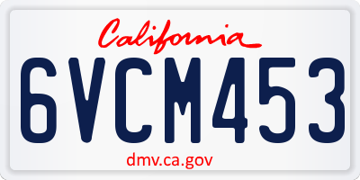 CA license plate 6VCM453