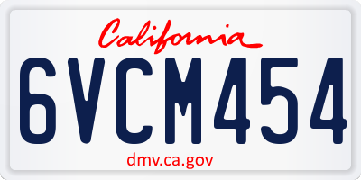 CA license plate 6VCM454