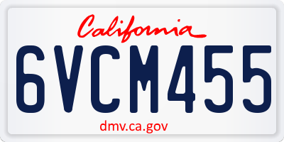 CA license plate 6VCM455