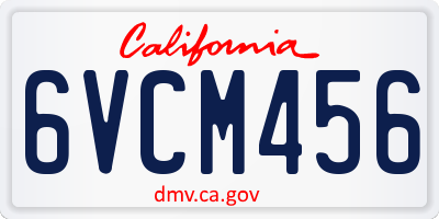 CA license plate 6VCM456