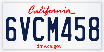CA license plate 6VCM458