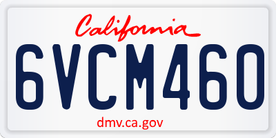 CA license plate 6VCM460