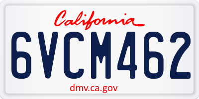 CA license plate 6VCM462