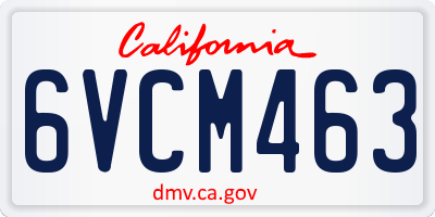CA license plate 6VCM463
