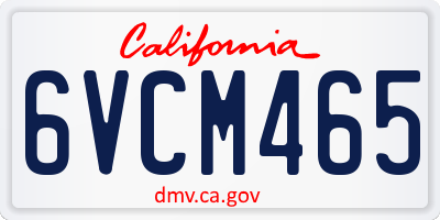 CA license plate 6VCM465