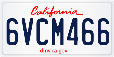 CA license plate 6VCM466