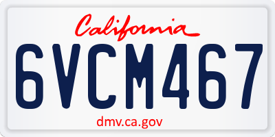 CA license plate 6VCM467