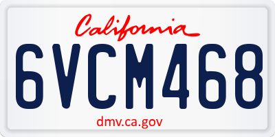 CA license plate 6VCM468