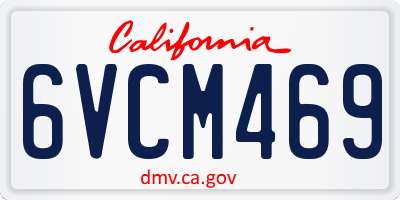 CA license plate 6VCM469