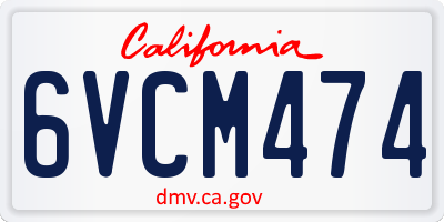 CA license plate 6VCM474
