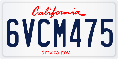 CA license plate 6VCM475