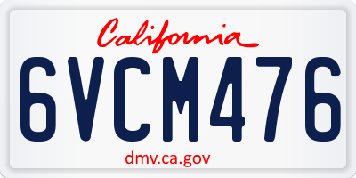 CA license plate 6VCM476