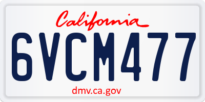 CA license plate 6VCM477