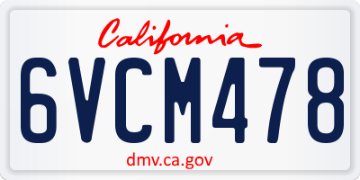 CA license plate 6VCM478