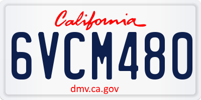 CA license plate 6VCM480