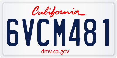 CA license plate 6VCM481
