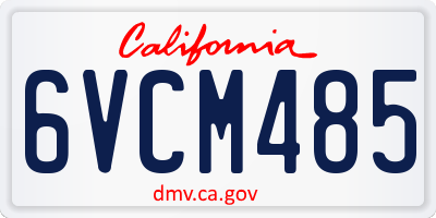 CA license plate 6VCM485