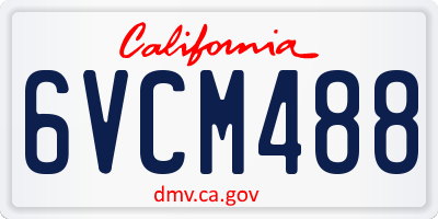 CA license plate 6VCM488