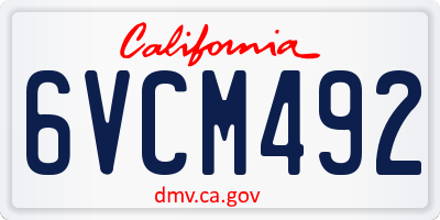 CA license plate 6VCM492