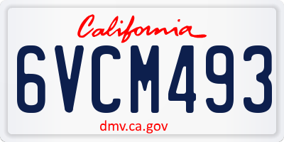 CA license plate 6VCM493