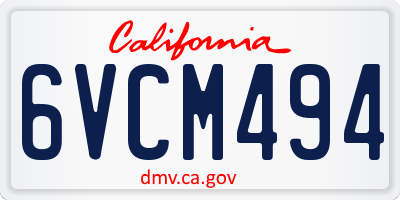 CA license plate 6VCM494