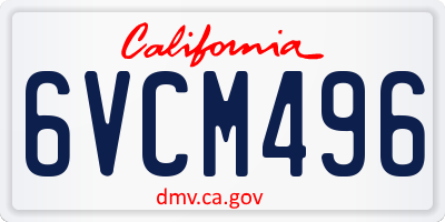 CA license plate 6VCM496