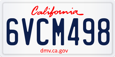 CA license plate 6VCM498
