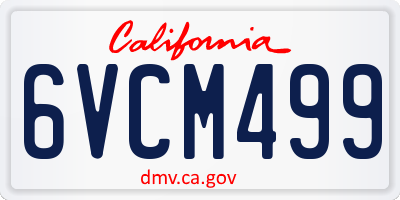 CA license plate 6VCM499