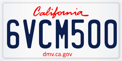 CA license plate 6VCM500