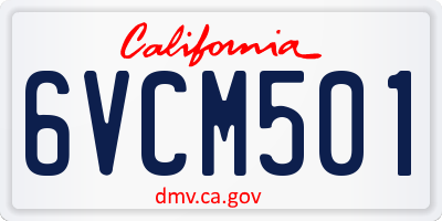 CA license plate 6VCM501