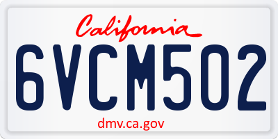 CA license plate 6VCM502