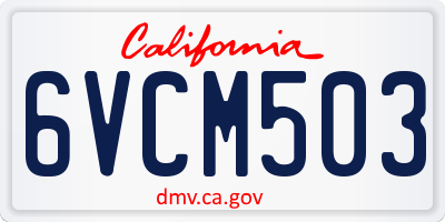 CA license plate 6VCM503