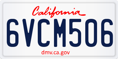 CA license plate 6VCM506