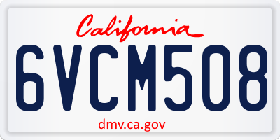CA license plate 6VCM508