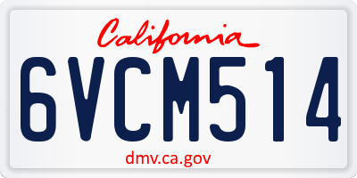 CA license plate 6VCM514
