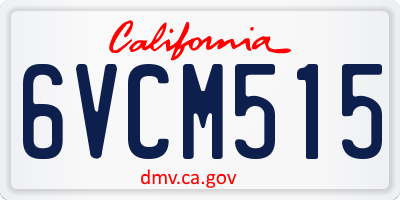 CA license plate 6VCM515