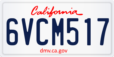 CA license plate 6VCM517