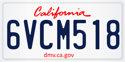 CA license plate 6VCM518