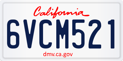 CA license plate 6VCM521