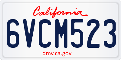 CA license plate 6VCM523
