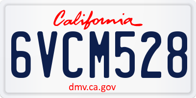 CA license plate 6VCM528