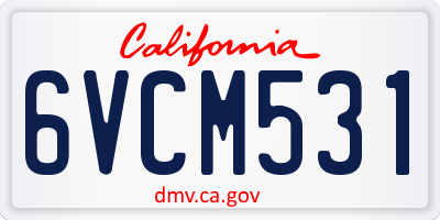 CA license plate 6VCM531
