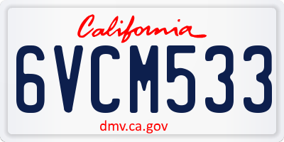 CA license plate 6VCM533