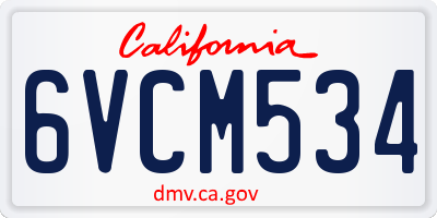CA license plate 6VCM534