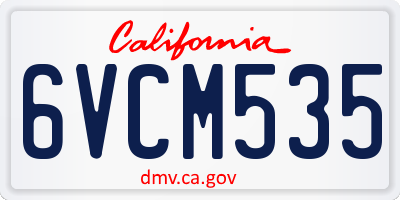 CA license plate 6VCM535