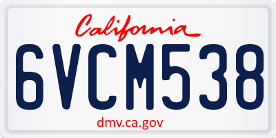 CA license plate 6VCM538