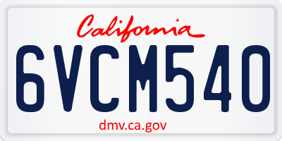 CA license plate 6VCM540