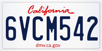 CA license plate 6VCM542